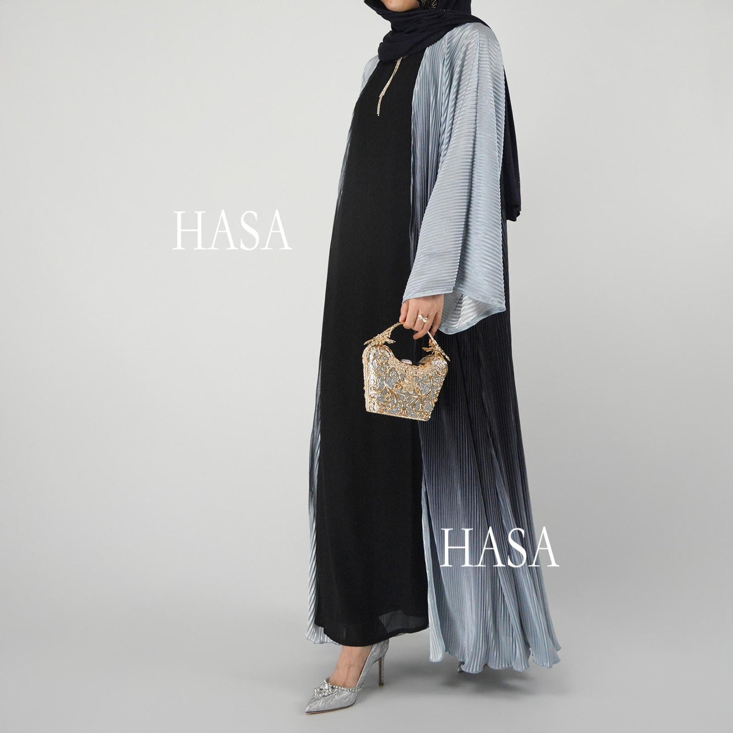 HA6321 Lightweight Ombré Cardigan with Elegant Pleats