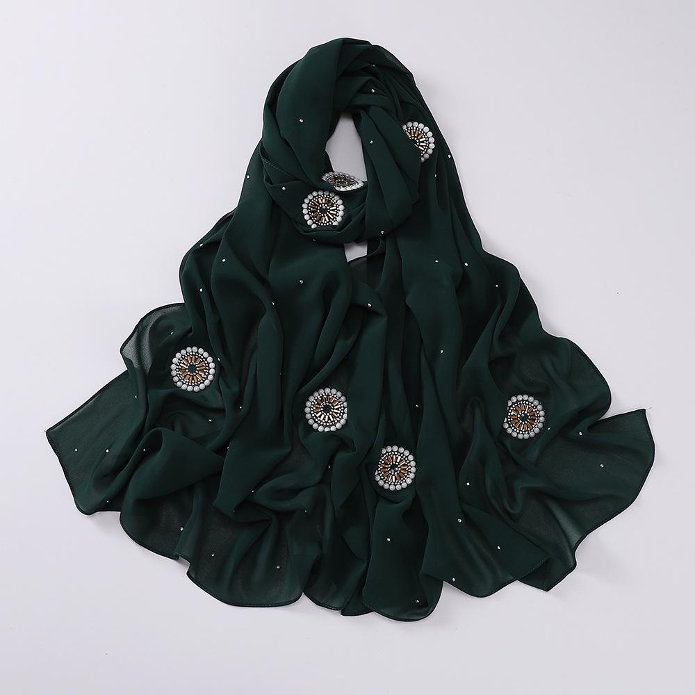 HAYA HA1126 Pearl Chiffon Baotou Scarf