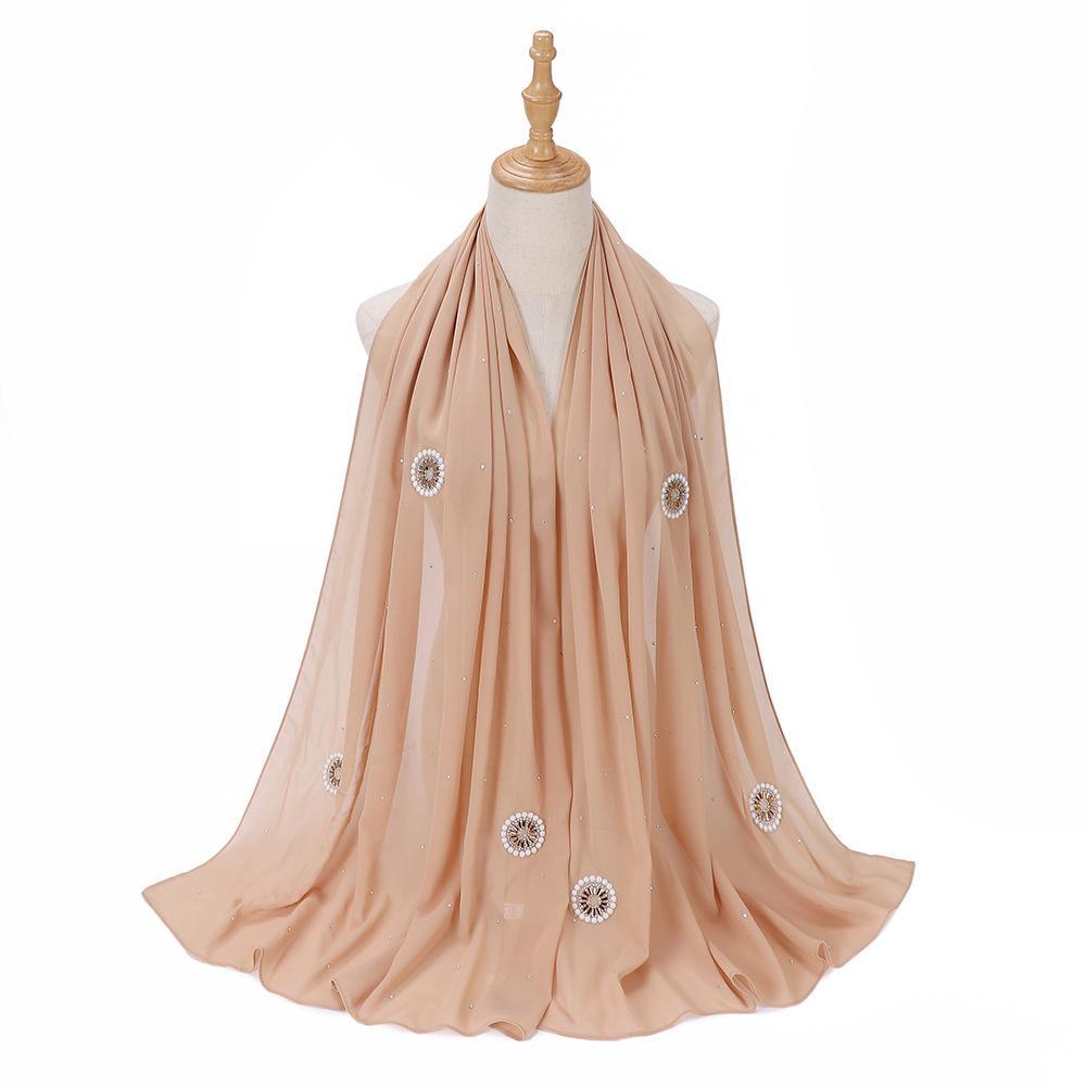 HAYA HA1126 Pearl Chiffon Baotou Scarf