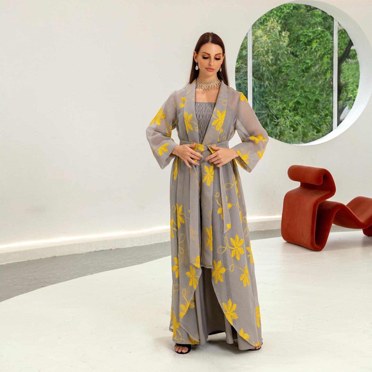 HAYA HAYA1076 2pcs Inner Dress  with Cardigan