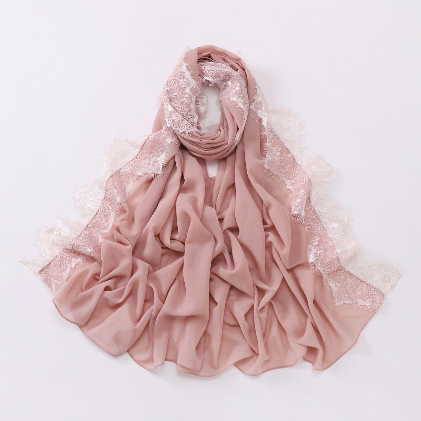 HAYA HA1119 Chiffon Lace Edge Headband Hijab