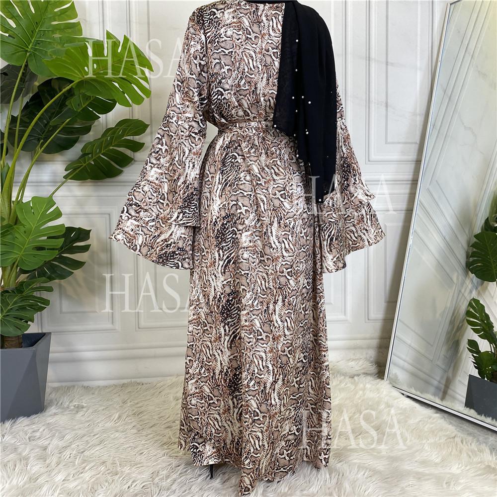 HA6590 Fashionable Printed Loose-fitting Dress with Lace-up Design and Wide Swing