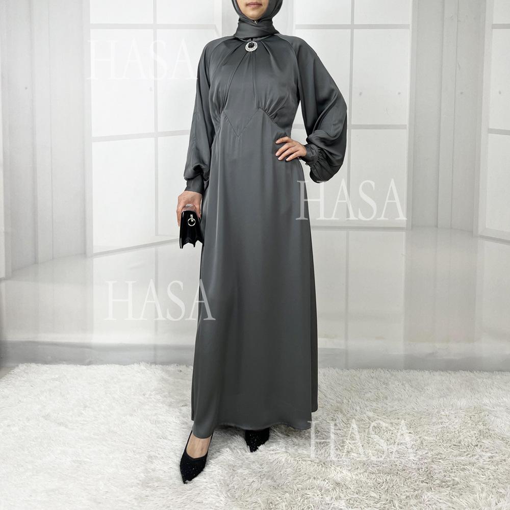HS5859 High-end Silk Satin Robe (headscarf Not Included), Elegant Design Exudes Luxurious Texture