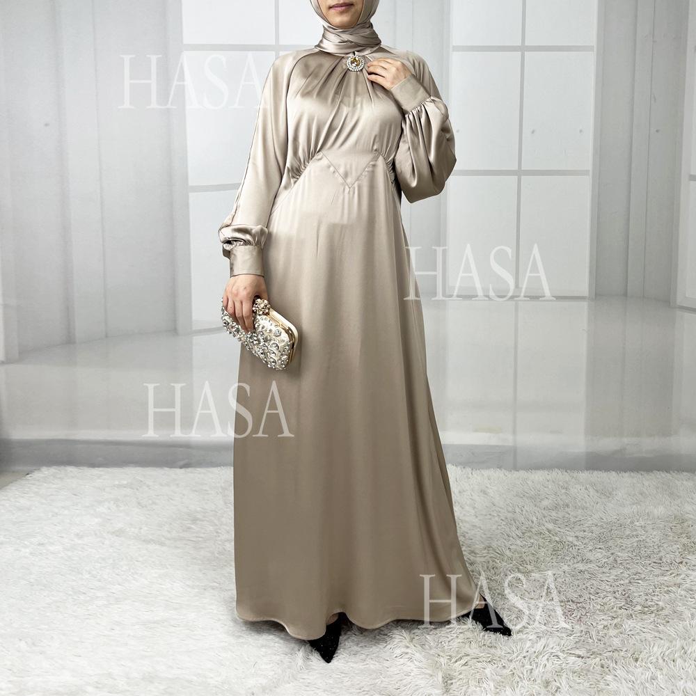 HS5859 High-end Silk Satin Robe (headscarf Not Included), Elegant Design Exudes Luxurious Texture
