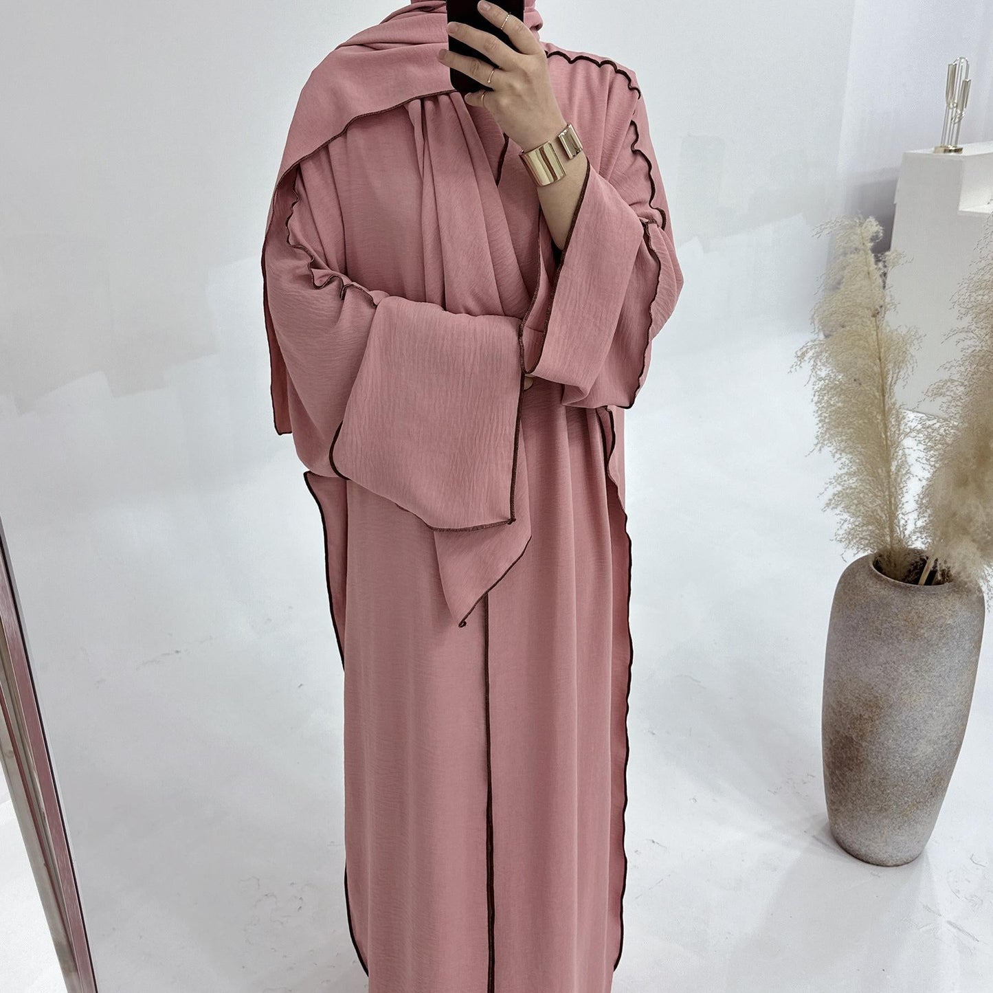 HAYA HA1182 3pcs Set Crepe Inner Dress and Cardigan and Hijab