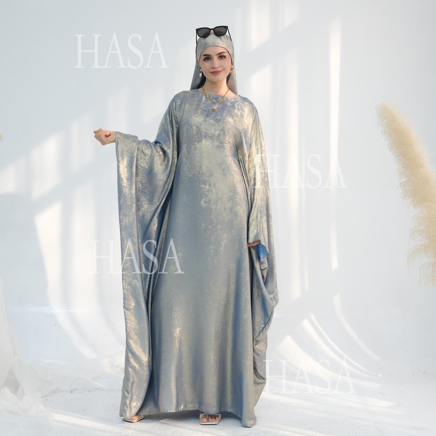 HA5879 Light-sensing Two-piece Dress | with Headscarf Design, The Overall Matching Is More Worry-free