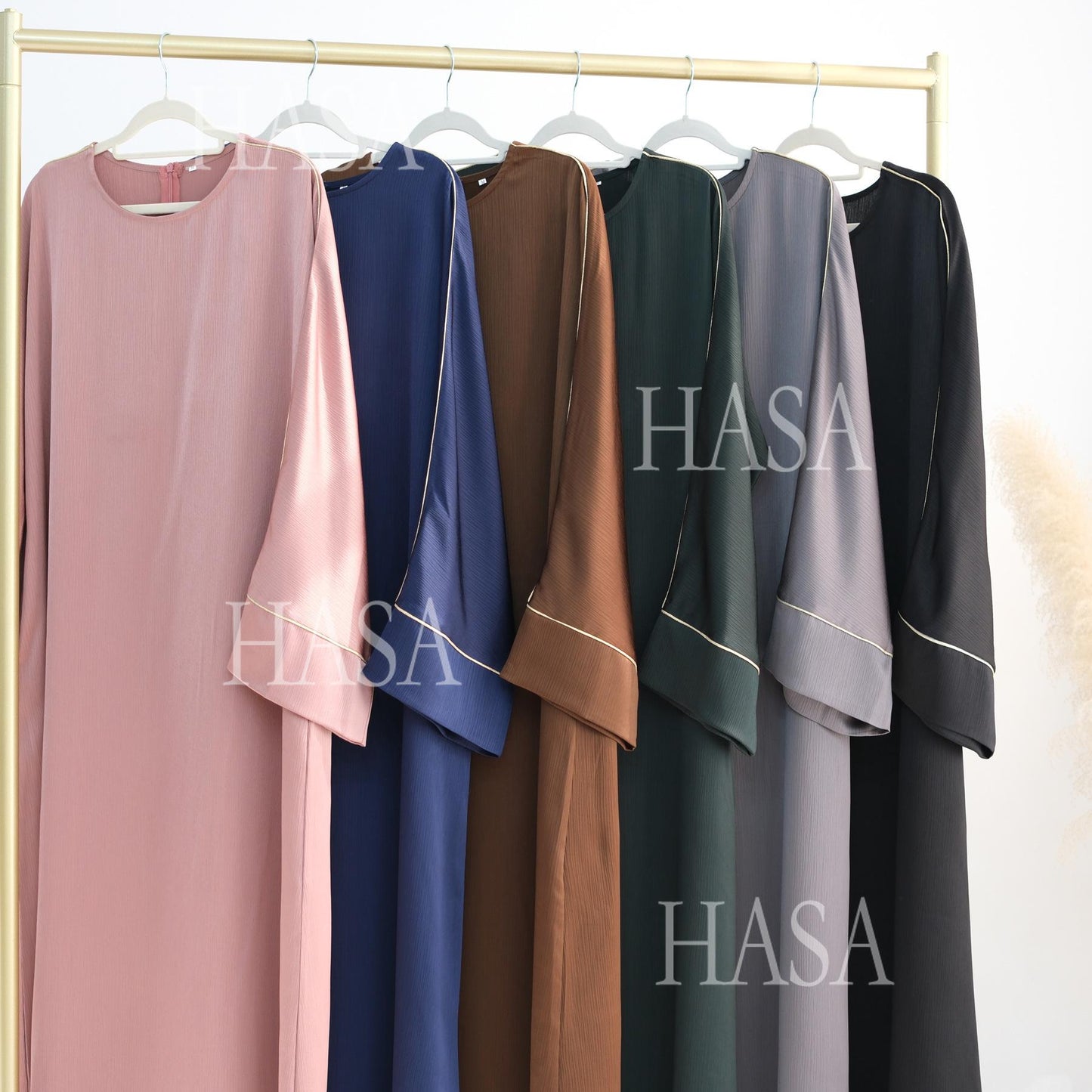 HA5876 Robe with Detailed Design and Gentle Texture for Daily Light Wear abayas