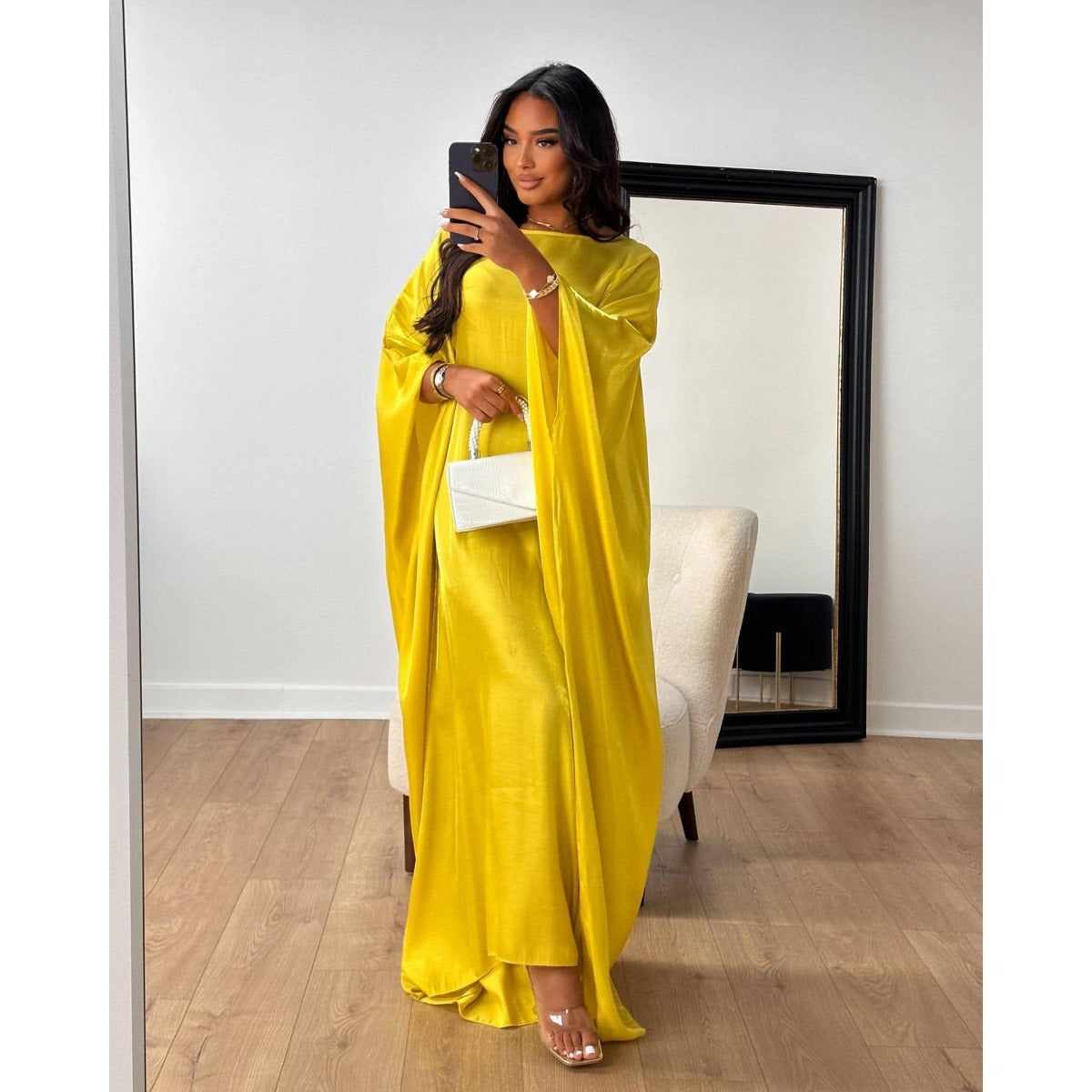 HA1348 Elegant Kaftan in Gold Cotton – 20 Vibrant Colors Available