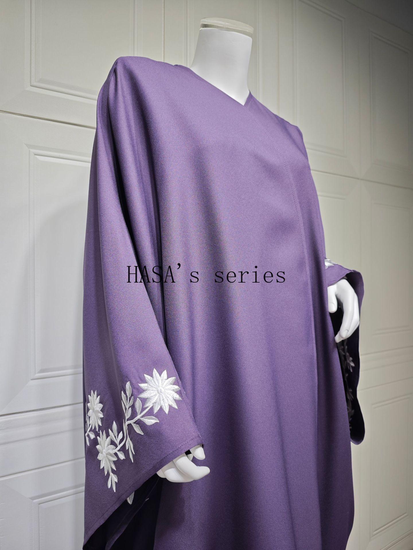 HS5099 Rhinestone-embellished Beaded Cardigan-style Robe, A High-quality Two-piece Set with A Matching Headscarf Design.