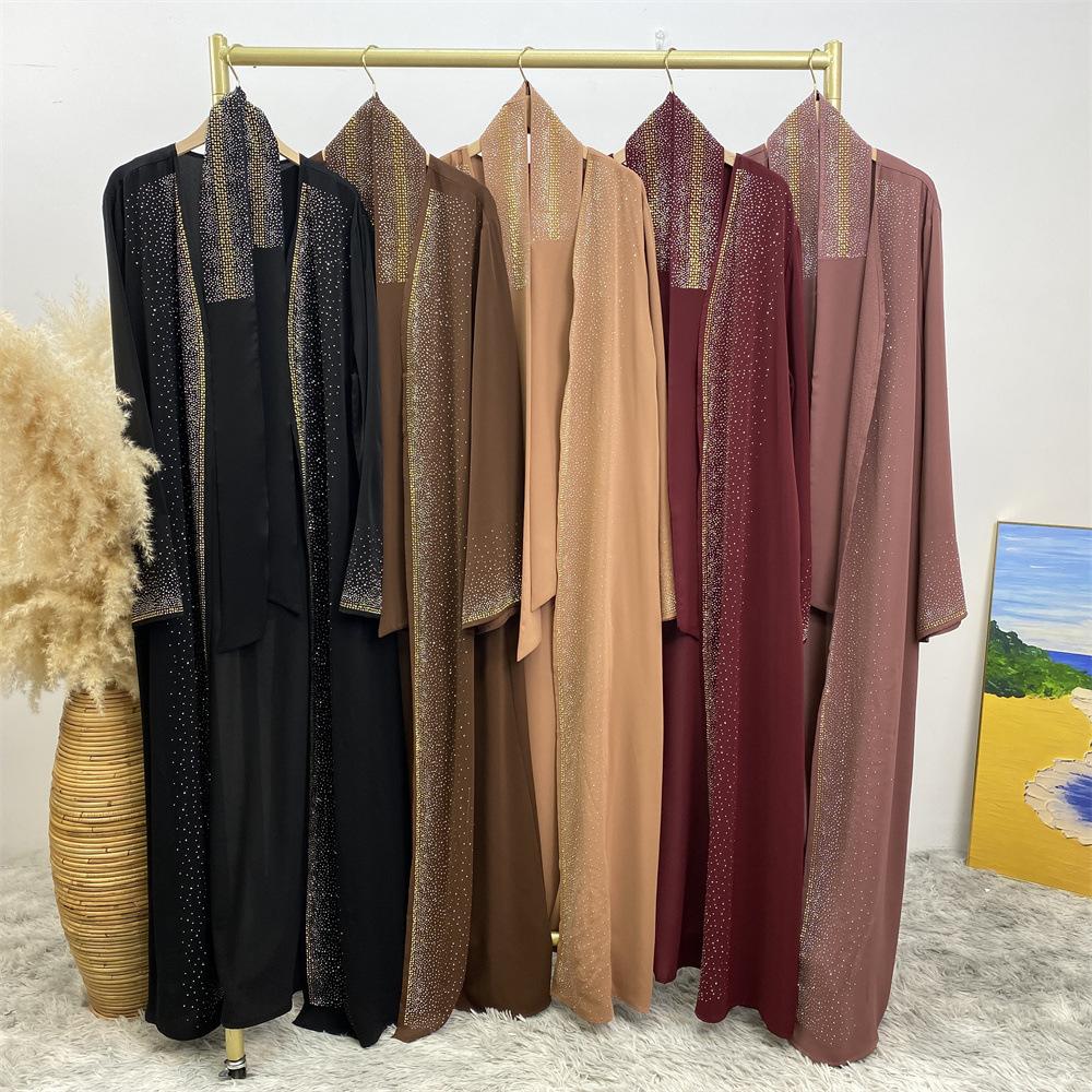 HAYA HAYA1086 Hot Diamond Lace Up Cardigan with Pocket Dress