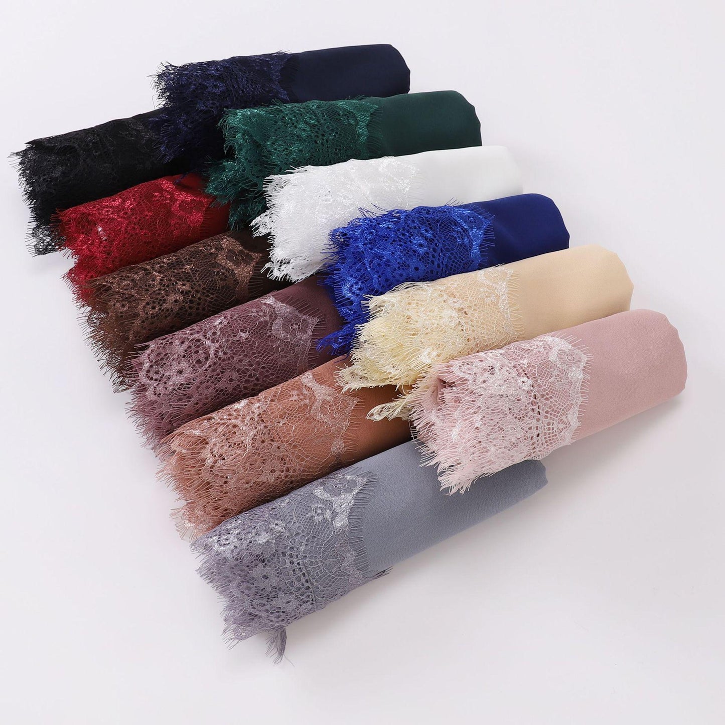 HAYA HA1119 Chiffon Lace Edge Headband Hijab