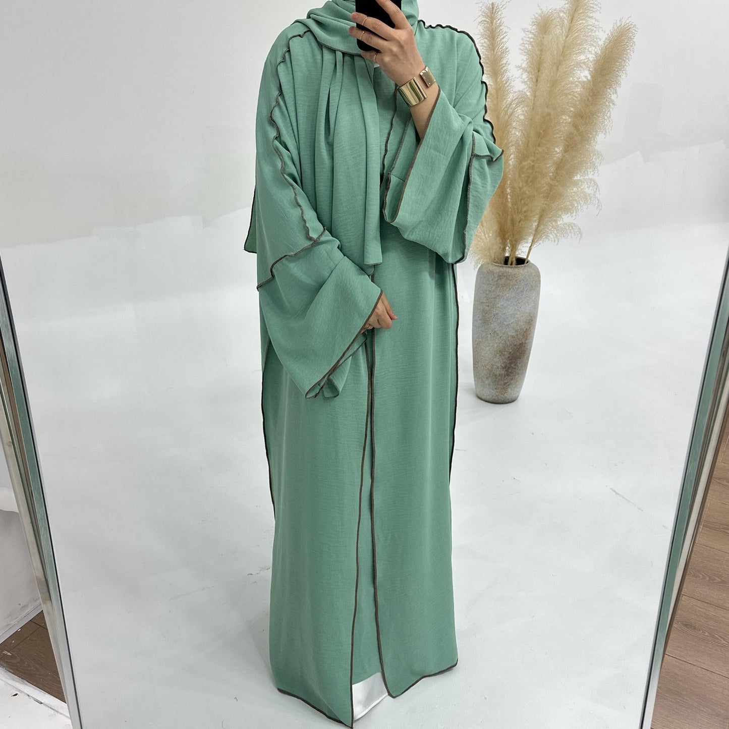 HAYA HA1182 3pcs Set Crepe Inner Dress and Cardigan and Hijab
