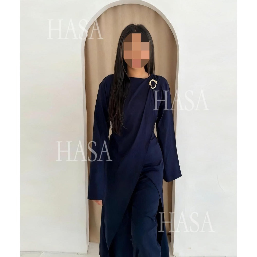 HA6605 Stylish asymmetrical two-piece set (with optional headscarf)