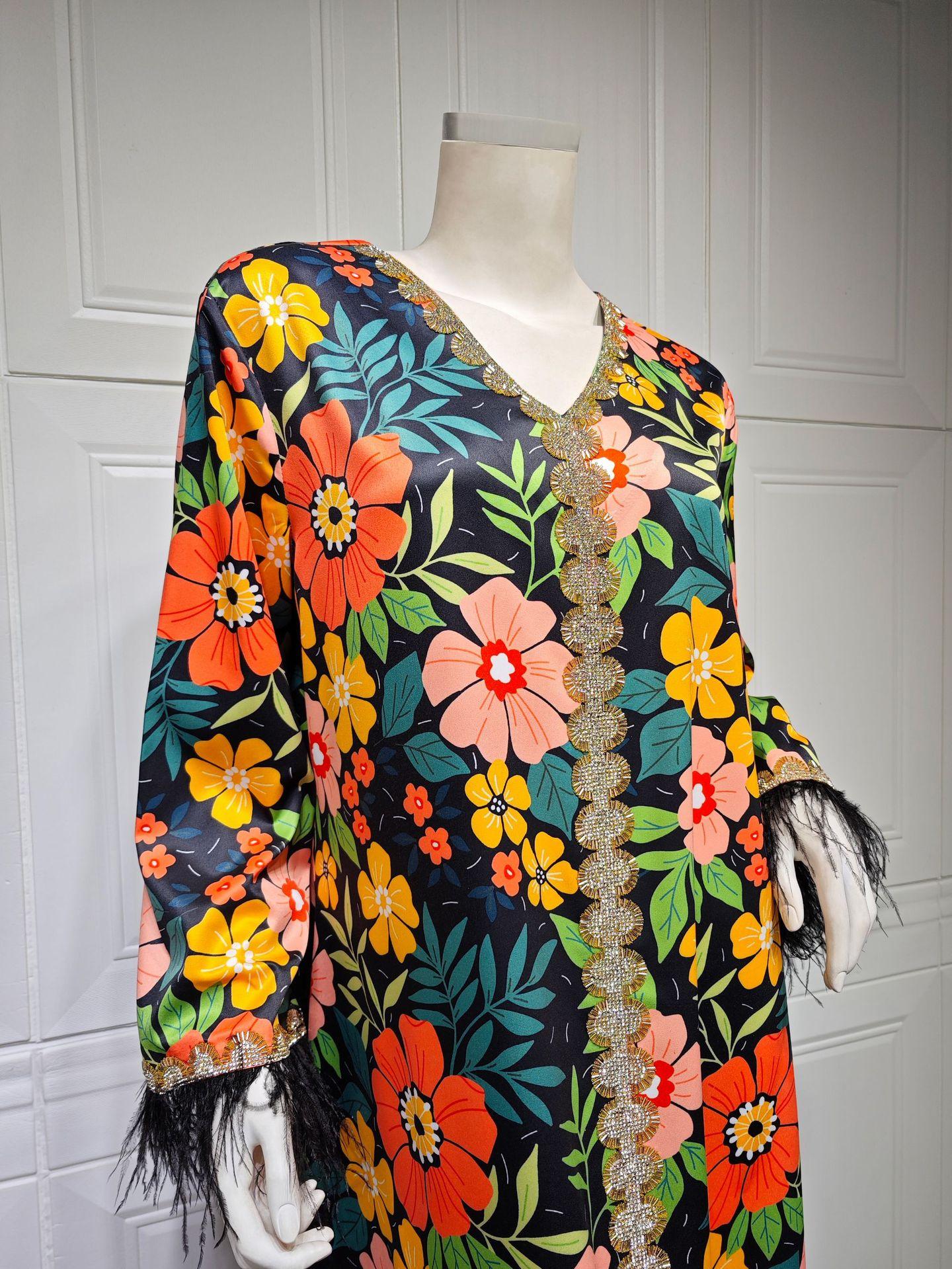 HAYA HAYA1078 Printed Diamond Camel Hair Dress