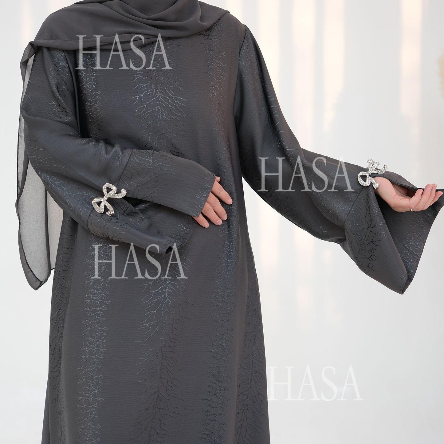 HA5867 Bow-knot Cuff Long Skirt | Elegant and Radiant
