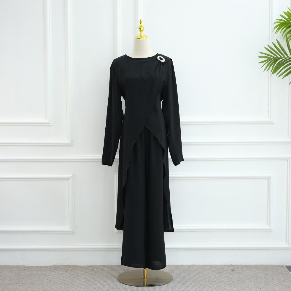 HA6605 Stylish asymmetrical two-piece set (with optional headscarf)