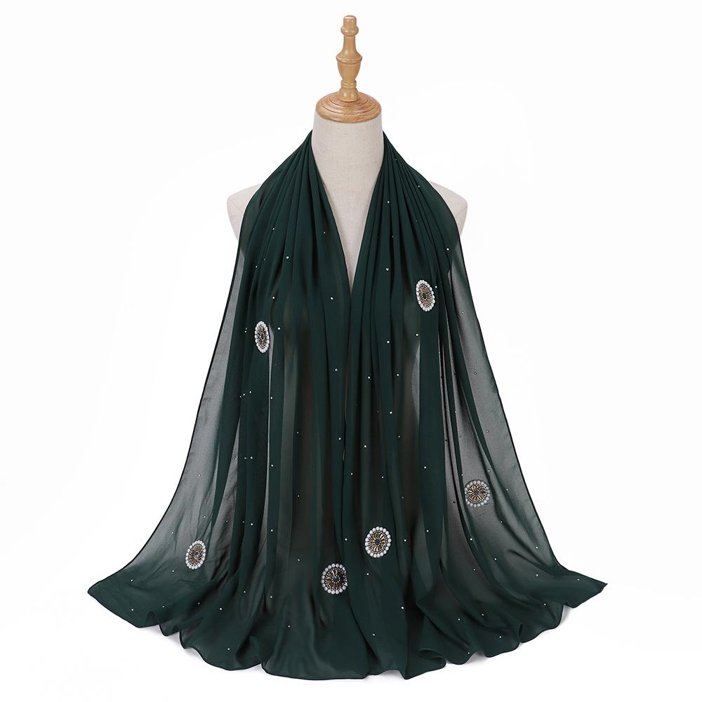 HAYA HA1126 Pearl Chiffon Baotou Scarf