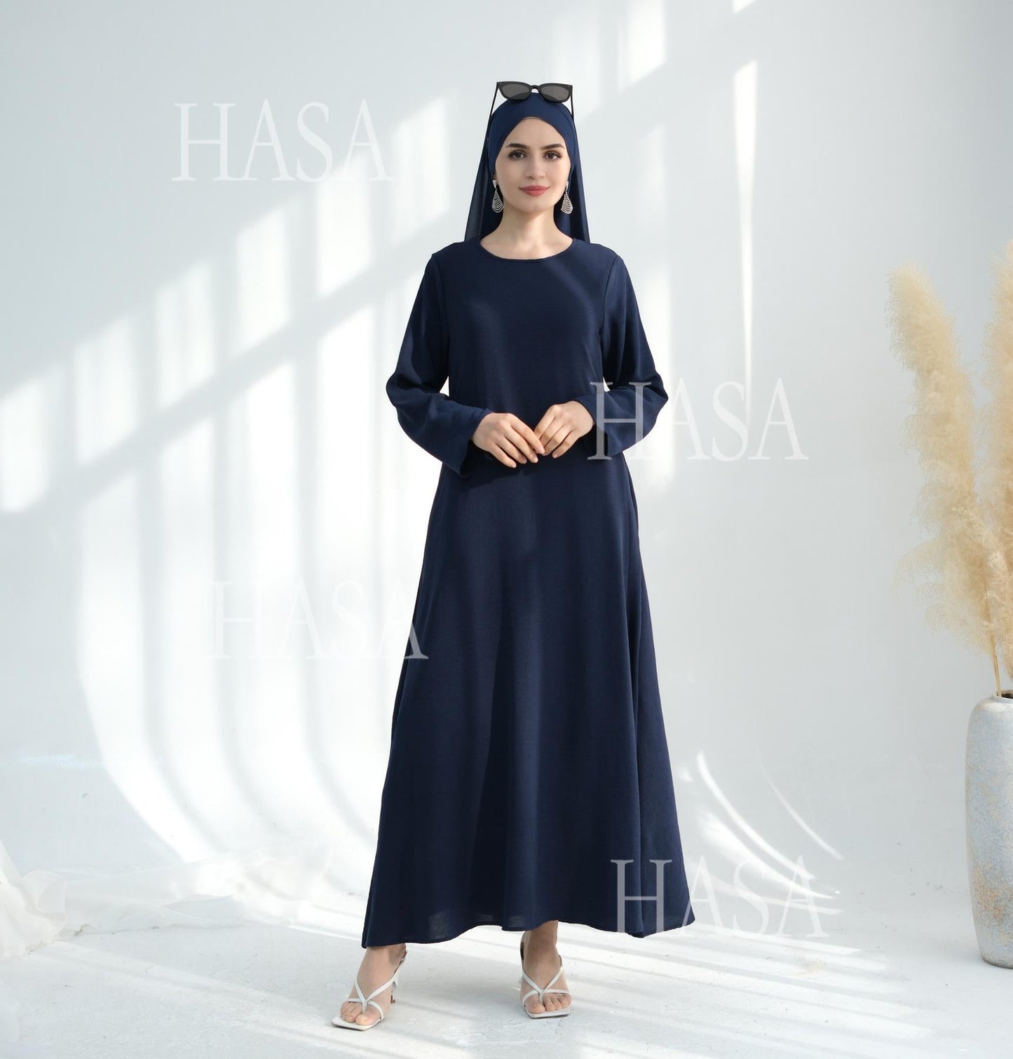 HA6513 Double-layered sleeve chiffon cardigan two-piece robe abaya (headscarf not included)