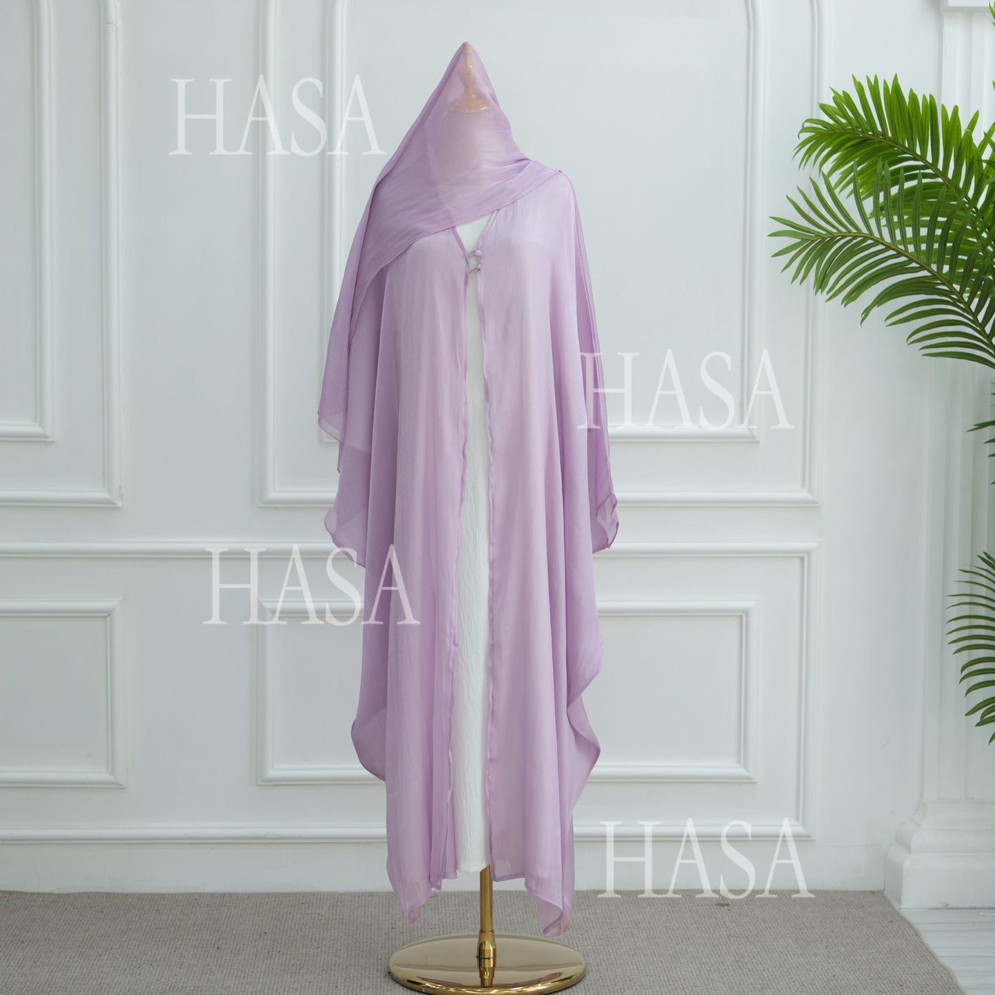HA6534 Elegant Island Wrinkle Texture Solid Color Cardigan Robe