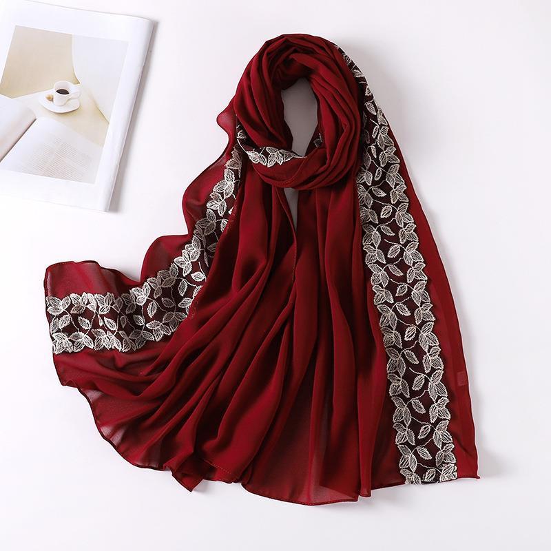 HAYA HA1130 Pearl Chiffon Lace Headscarf