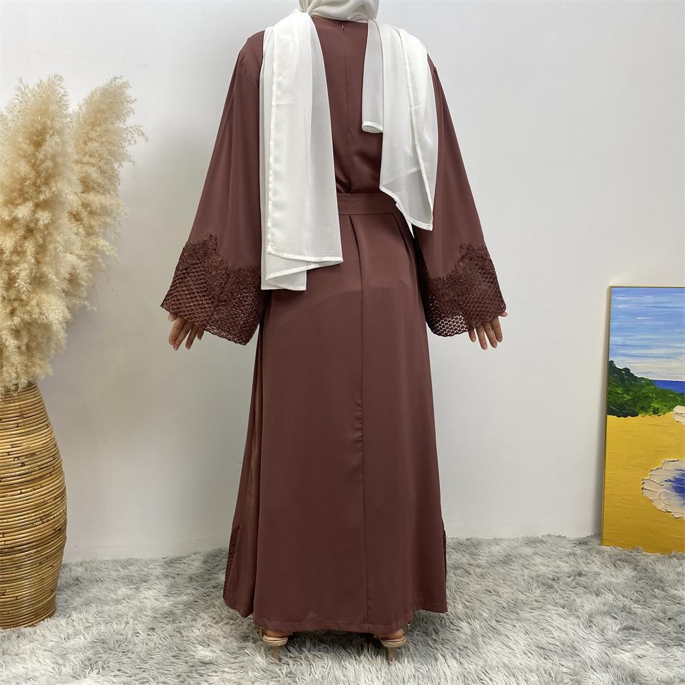 HAYA HAYA1084 Muslim Fashion Lace Robe Dress