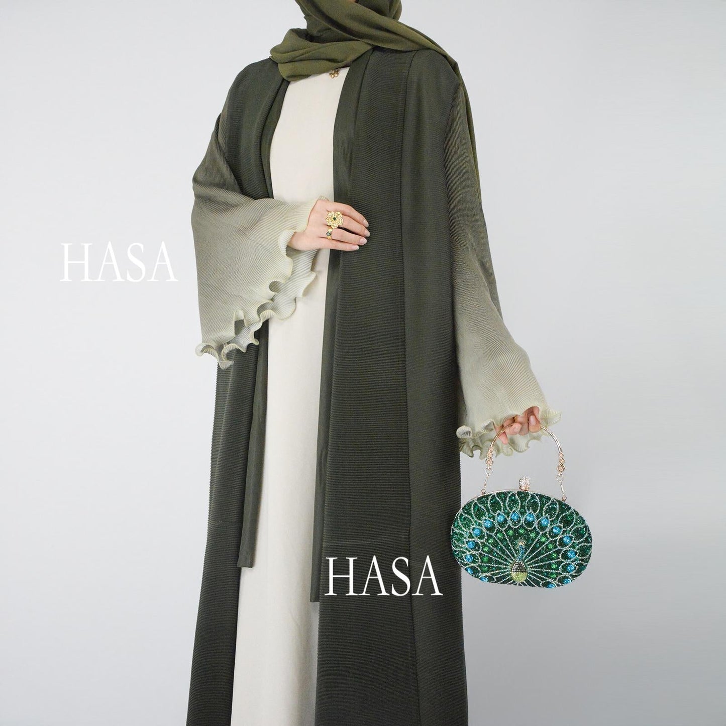 HS6360 Summer Ombré Gradient Abaya with Pleats and Fluted Bell Cuffs