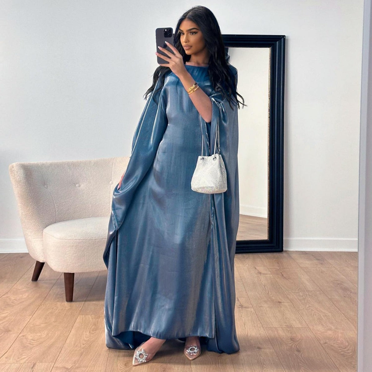 HA1348 Elegant Kaftan in Gold Cotton – 20 Vibrant Colors Available