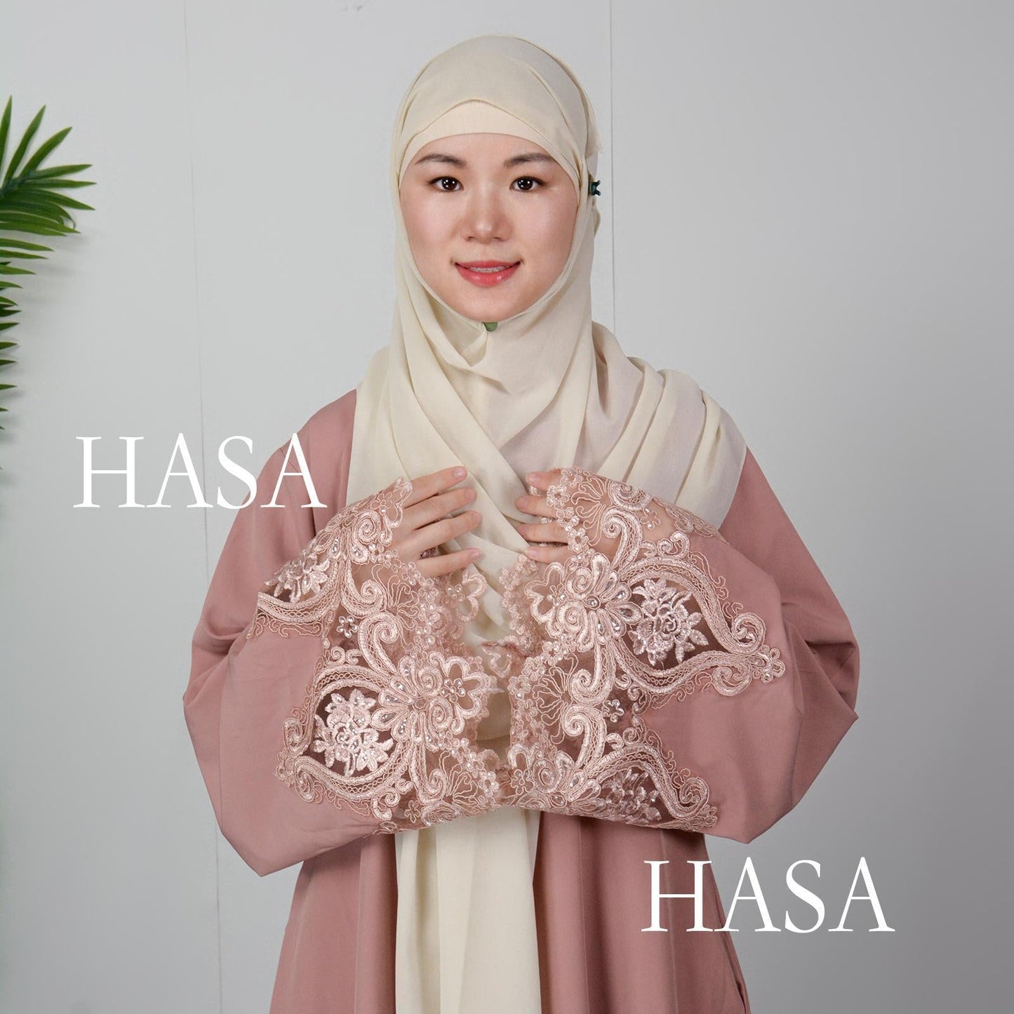 HAYA HA0303 3D Embroidery Sleeves with Two Sides Pocket and Nursing Zippers Solid Abaya