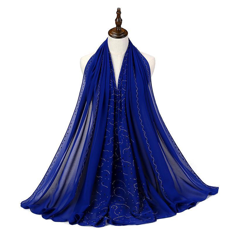 HAYA HA1127 Pearl Chiffon Rhinestone Headscarf