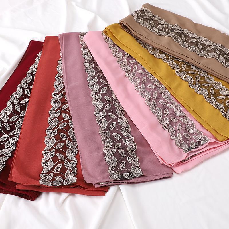 HAYA HA1130 Pearl Chiffon Lace Headscarf
