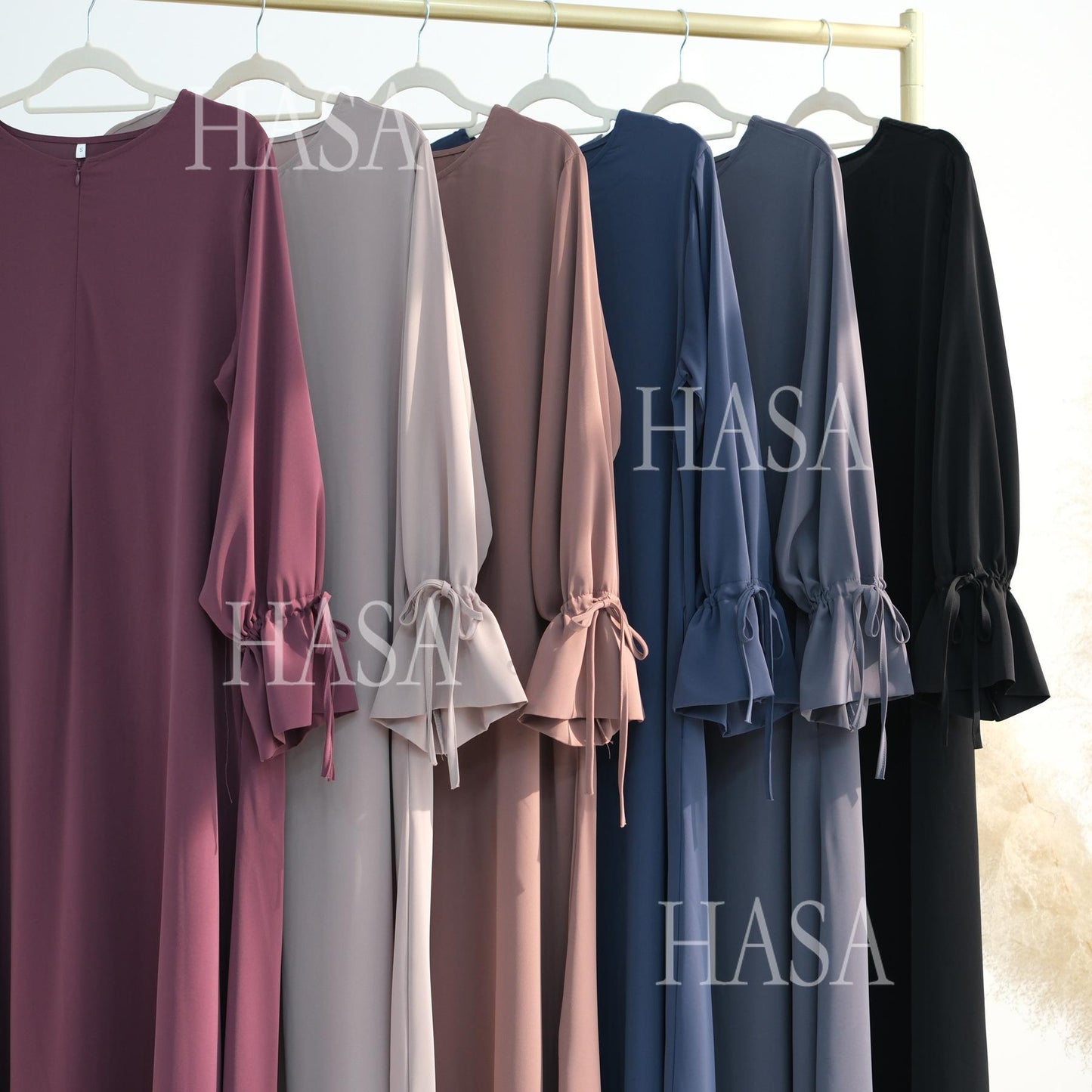 HA5861 Solid Color Sleeve Robe (without Headscarf), Elegant Temperament Instantly abaya girl