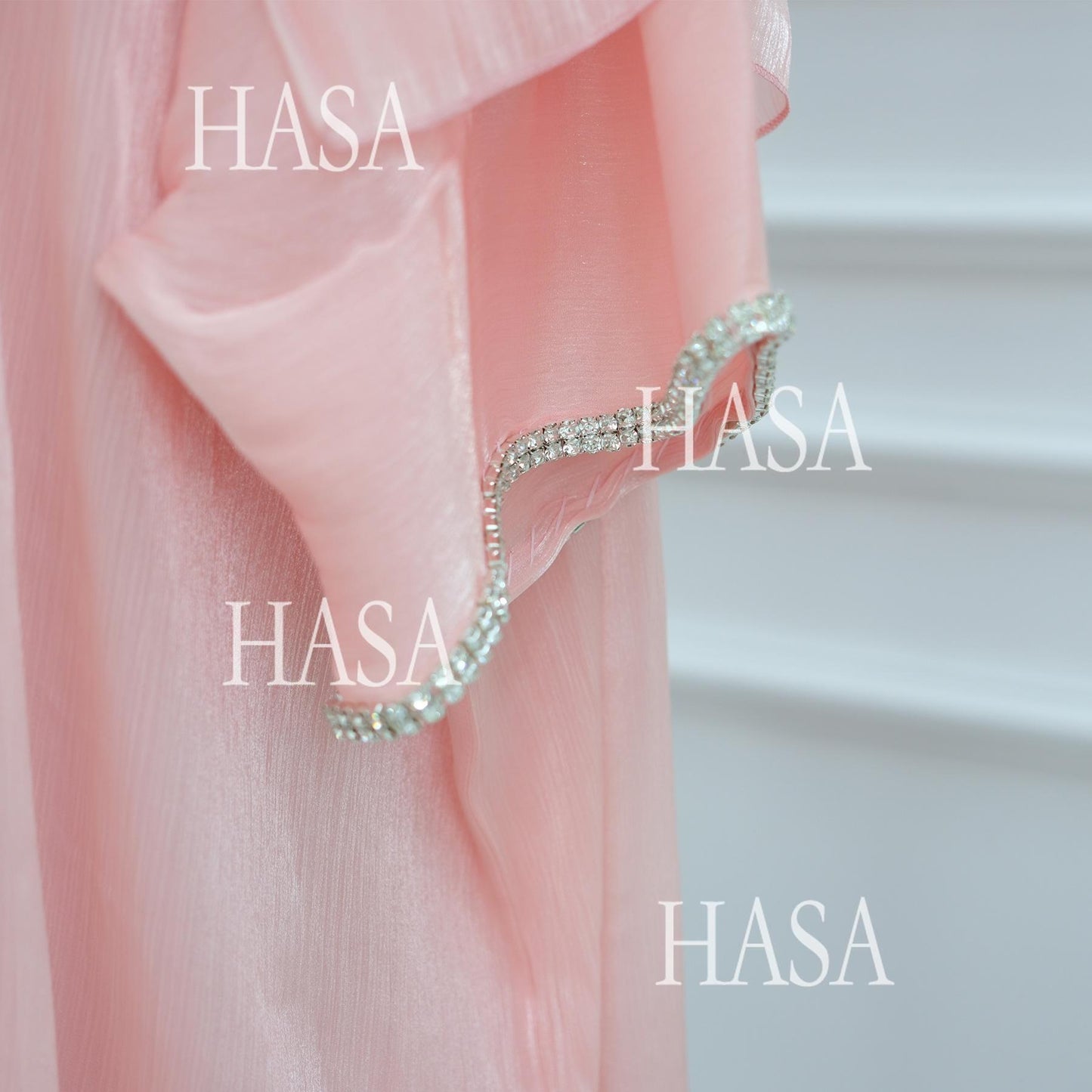 HA6553  Two-Piece Solid Abaya with Beaded Details and Matching Scarf Option