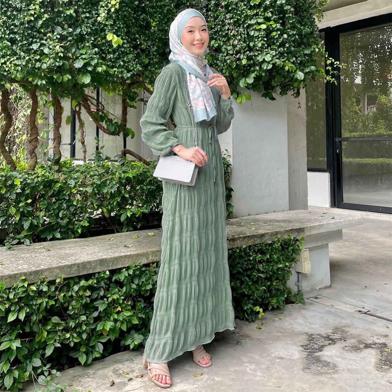 HAYA HAYA1049 Long Chiffon Pleated Dress