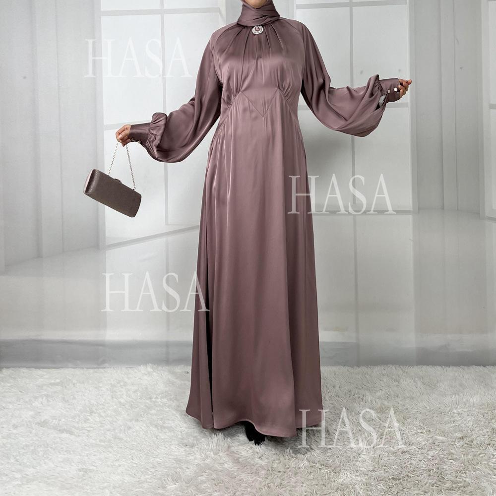HS5859 High-end Silk Satin Robe (headscarf Not Included), Elegant Design Exudes Luxurious Texture