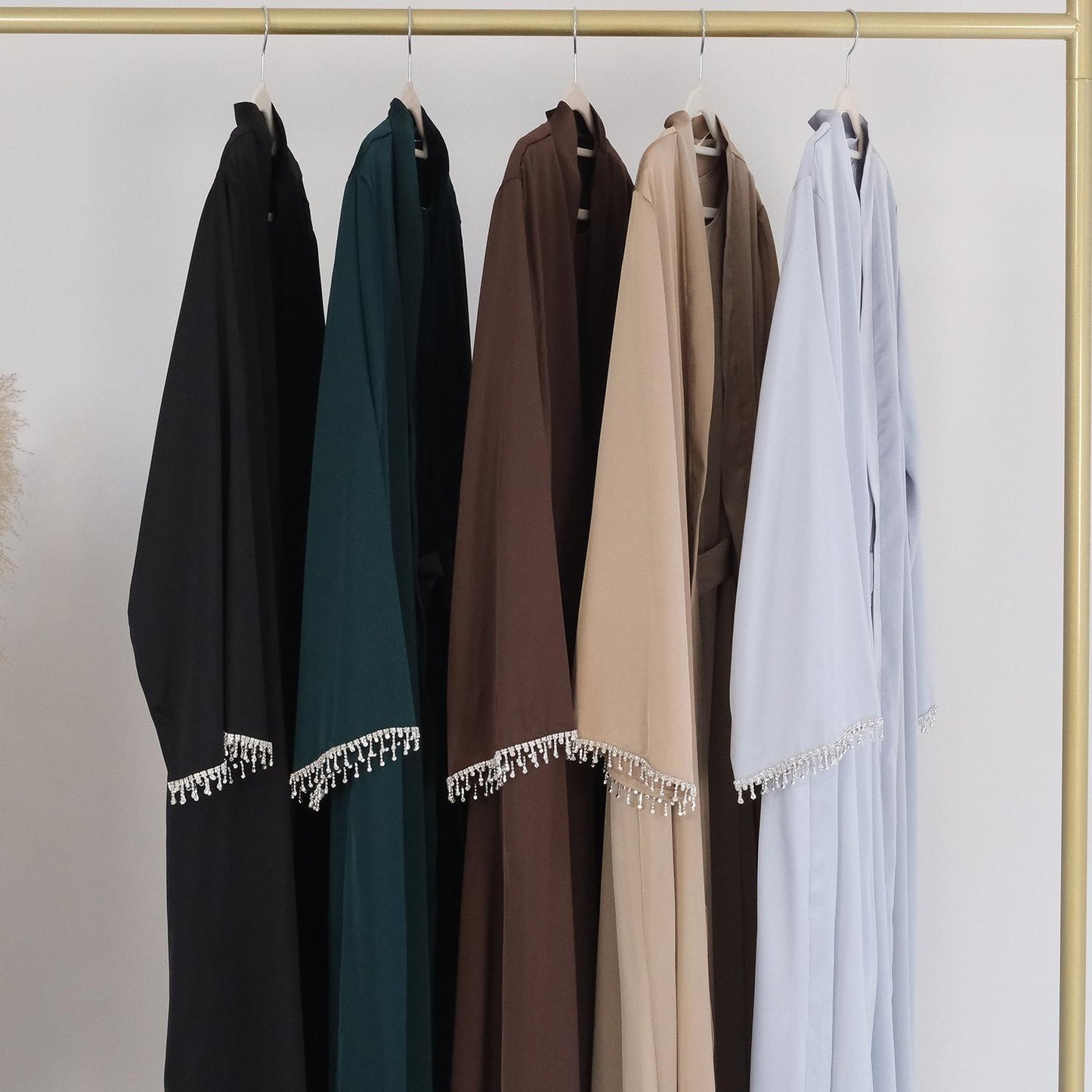 HAYA HAYA1047 1pcs Solid Color Beaded Cardigan Robe