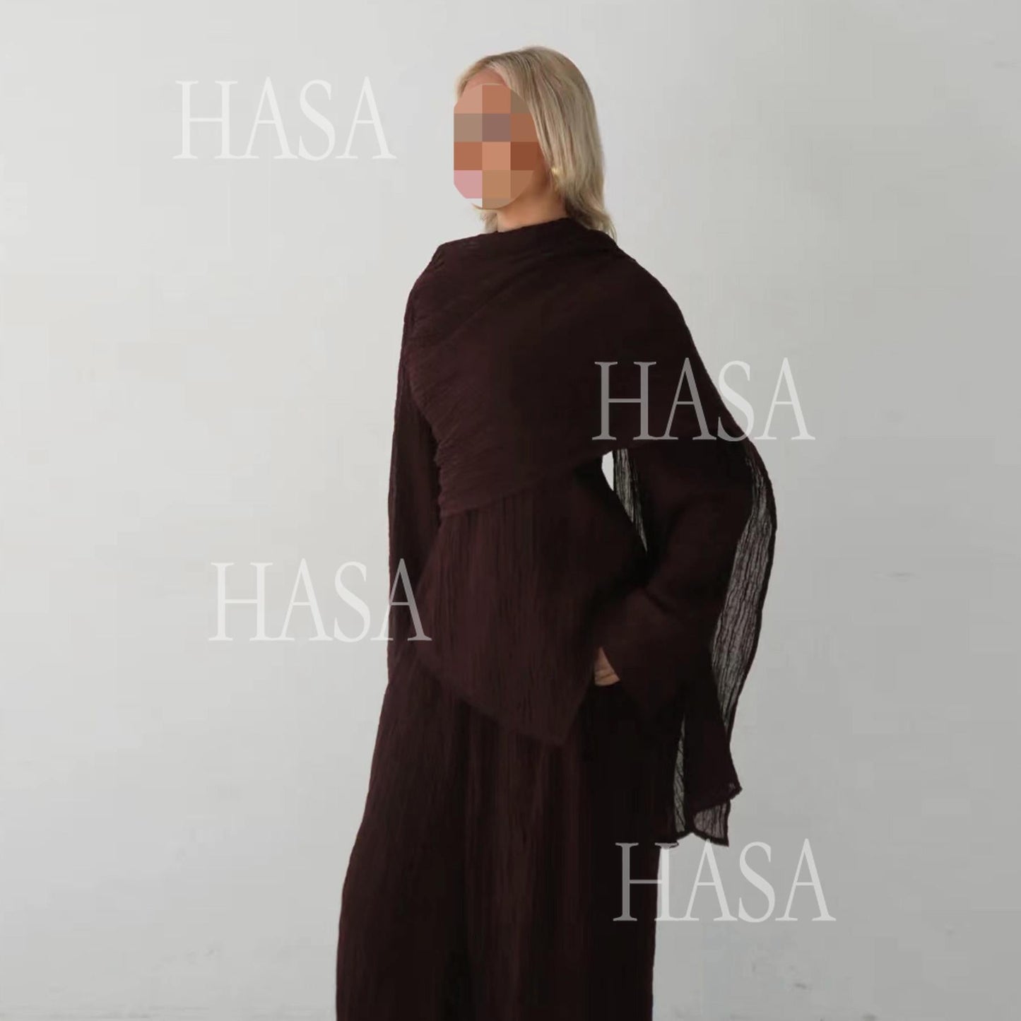 HA6568 Solid Color Design Top + Pants Two-piece Set for Daily Personality Wear