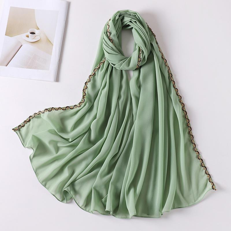 HAYA HA1131 Pearl Chiffon Lace Chain Headband