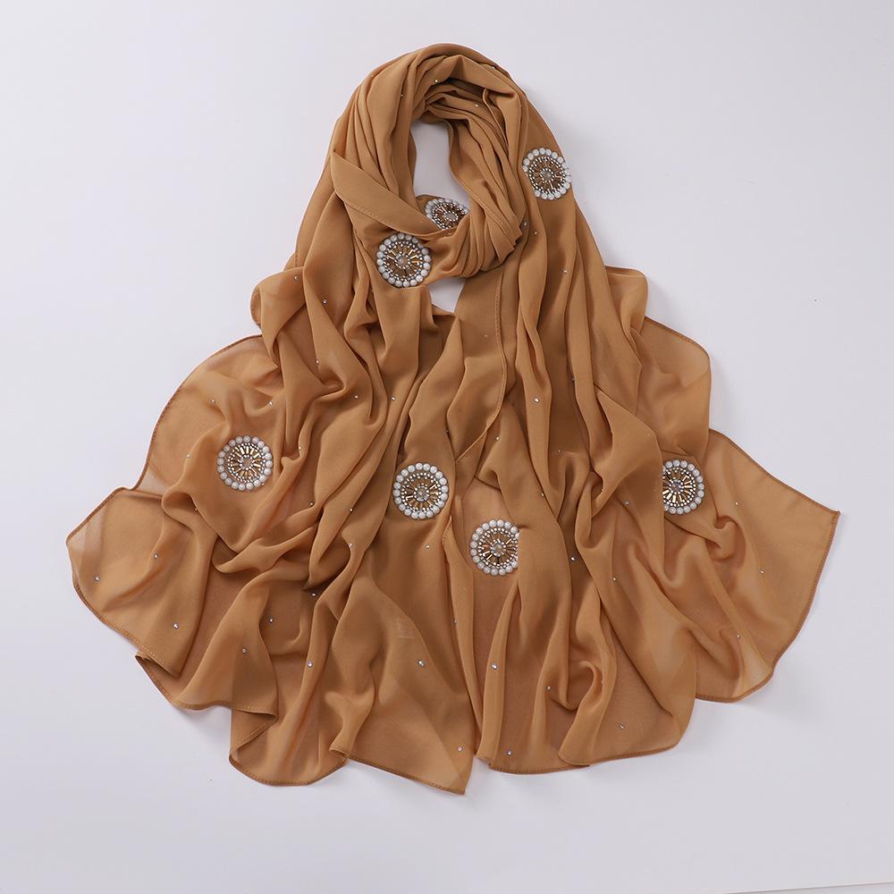 HAYA HA1126 Pearl Chiffon Baotou Scarf