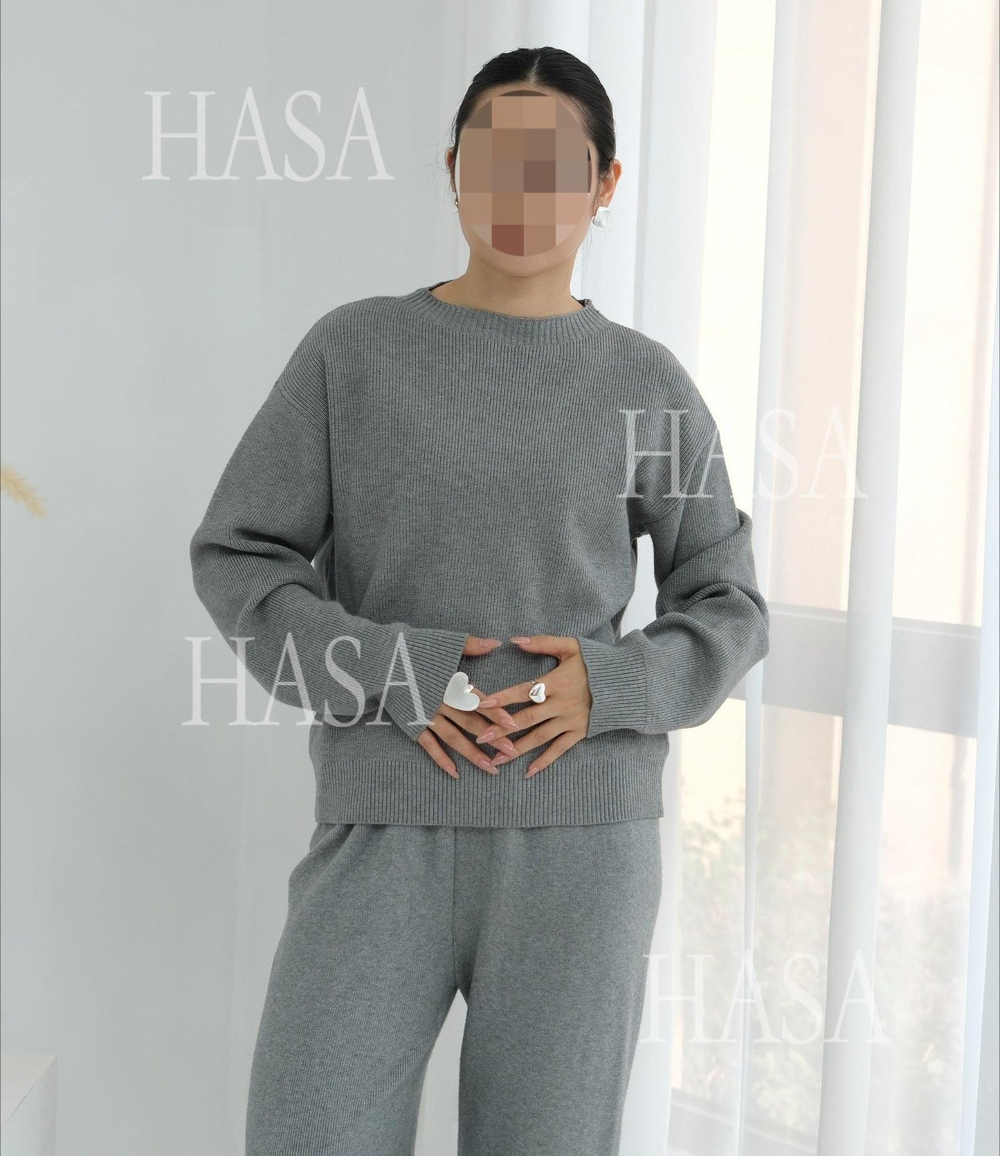 HA6595 Autumn and Winter Thickened Knitted Suit (Not Including Headscarf) | Simple Solid Color Two-Piece Suit