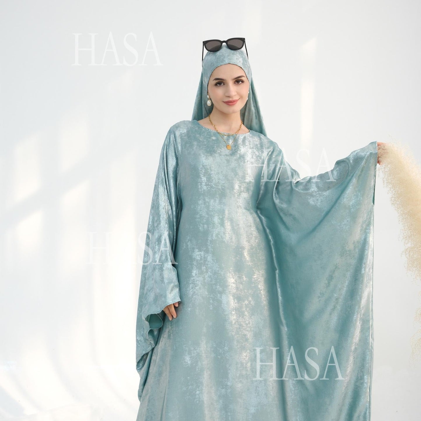HA5879 Light-sensing Two-piece Dress | with Headscarf Design, The Overall Matching Is More Worry-free