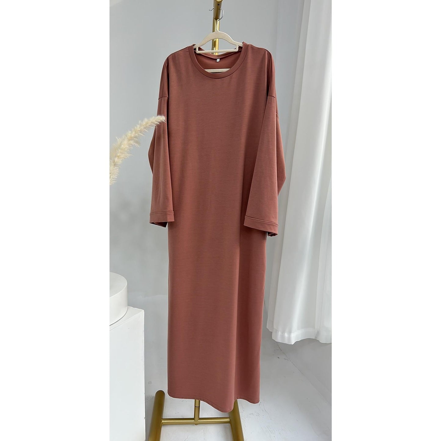 HAYA HAYA1089 Solid Color Hoodie Dress