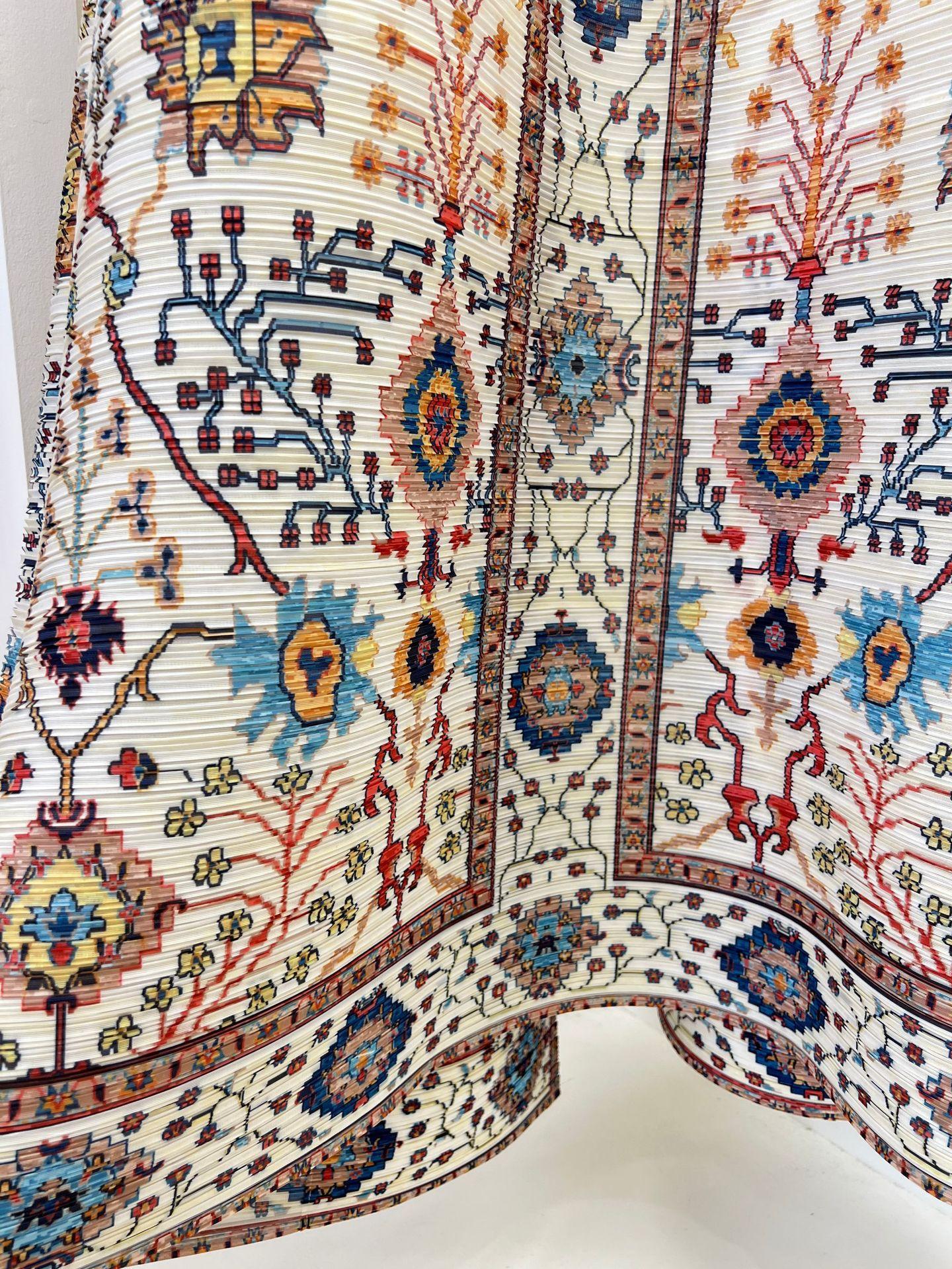 HS6720  White Abaya with Vibrant Multicolor Prints