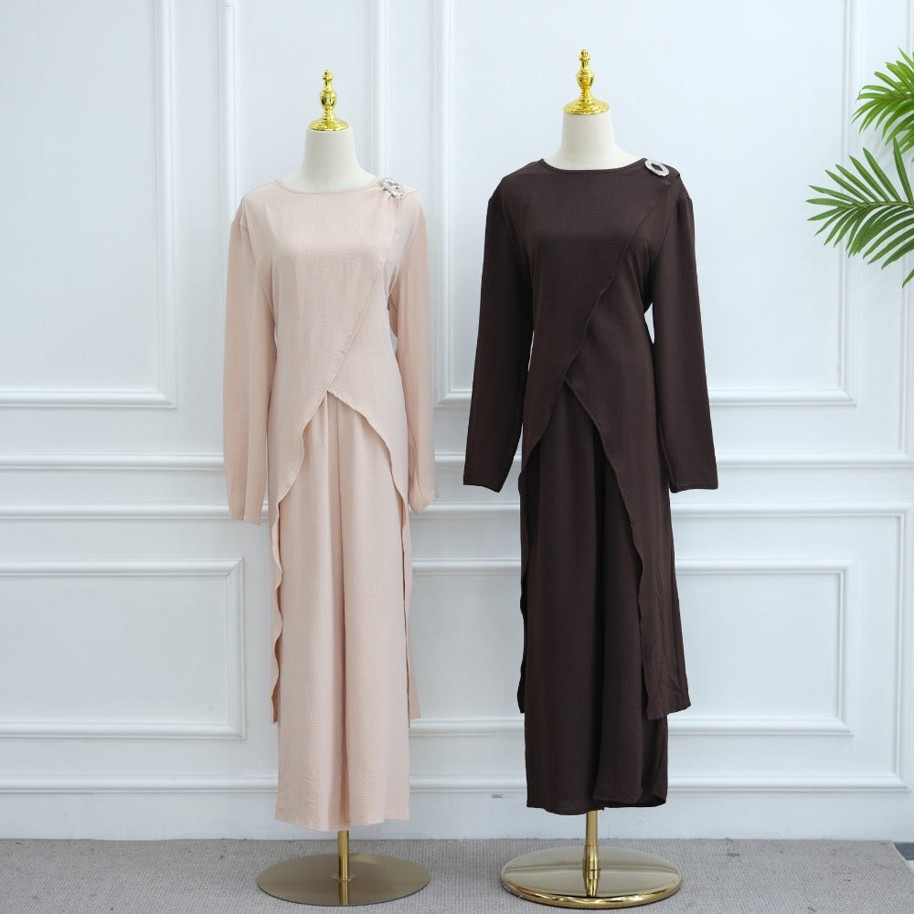 HA6605 Stylish asymmetrical two-piece set (with optional headscarf)