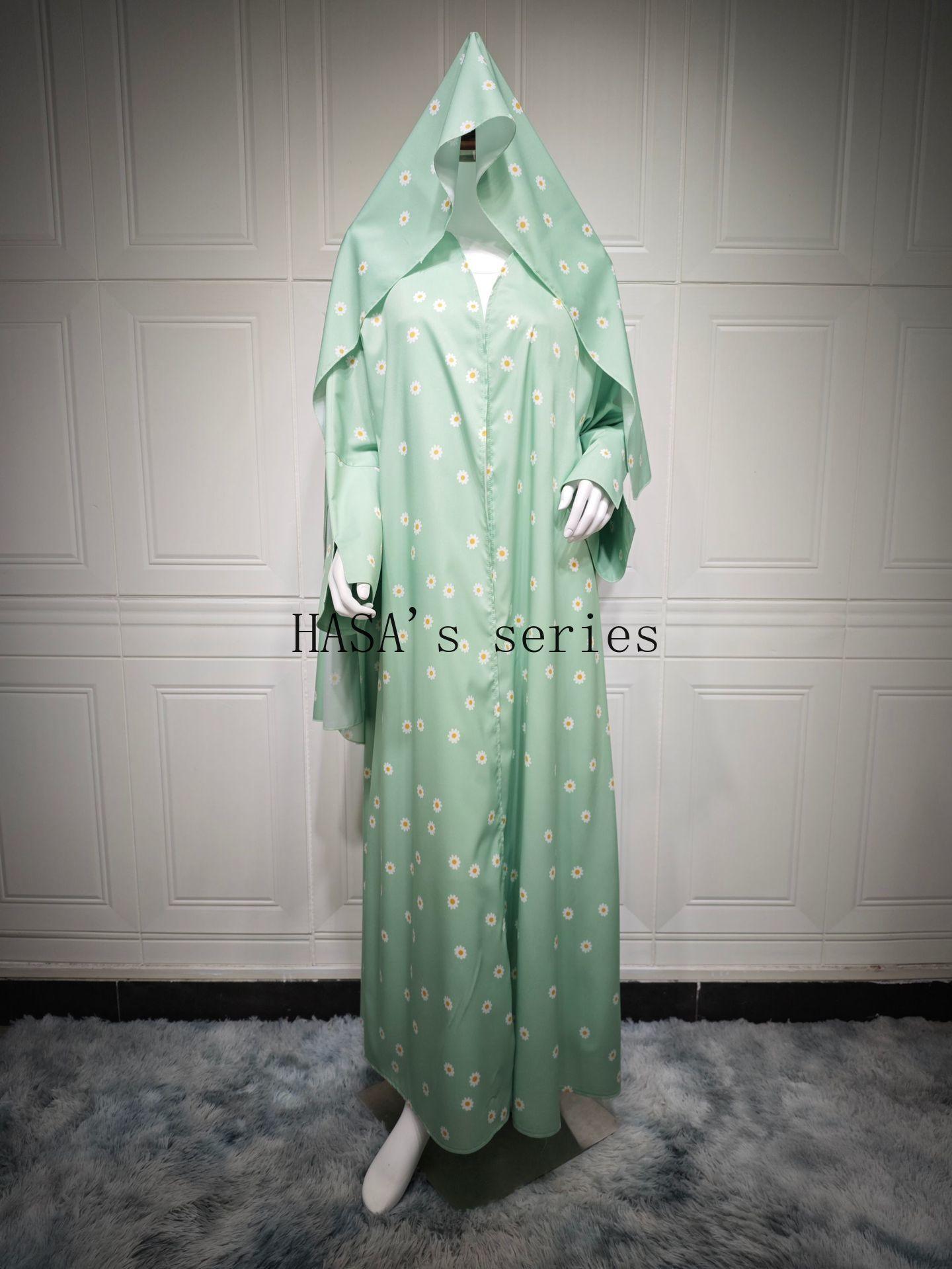 HS5104 Fresh and stylish printed loose-fitting cardigan, a long-sleeved, flowing long coat.