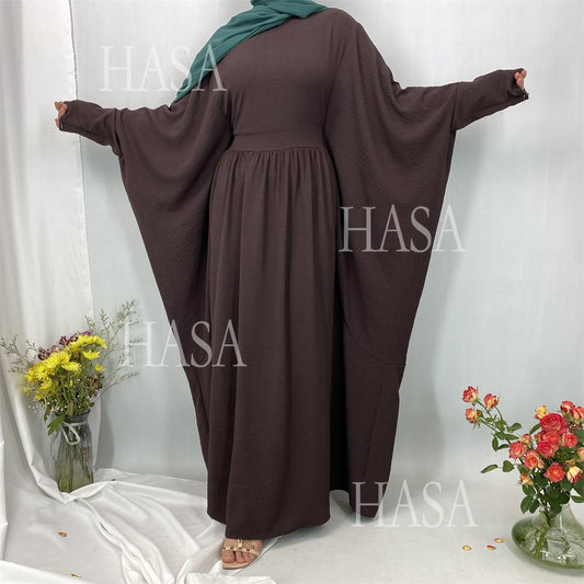 HA6586 Loose Turkish Pleated Dress, Fashionable Long Design