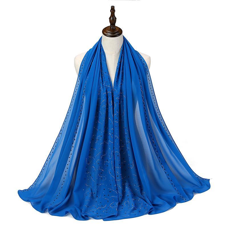 HAYA HA1127 Pearl Chiffon Rhinestone Headscarf