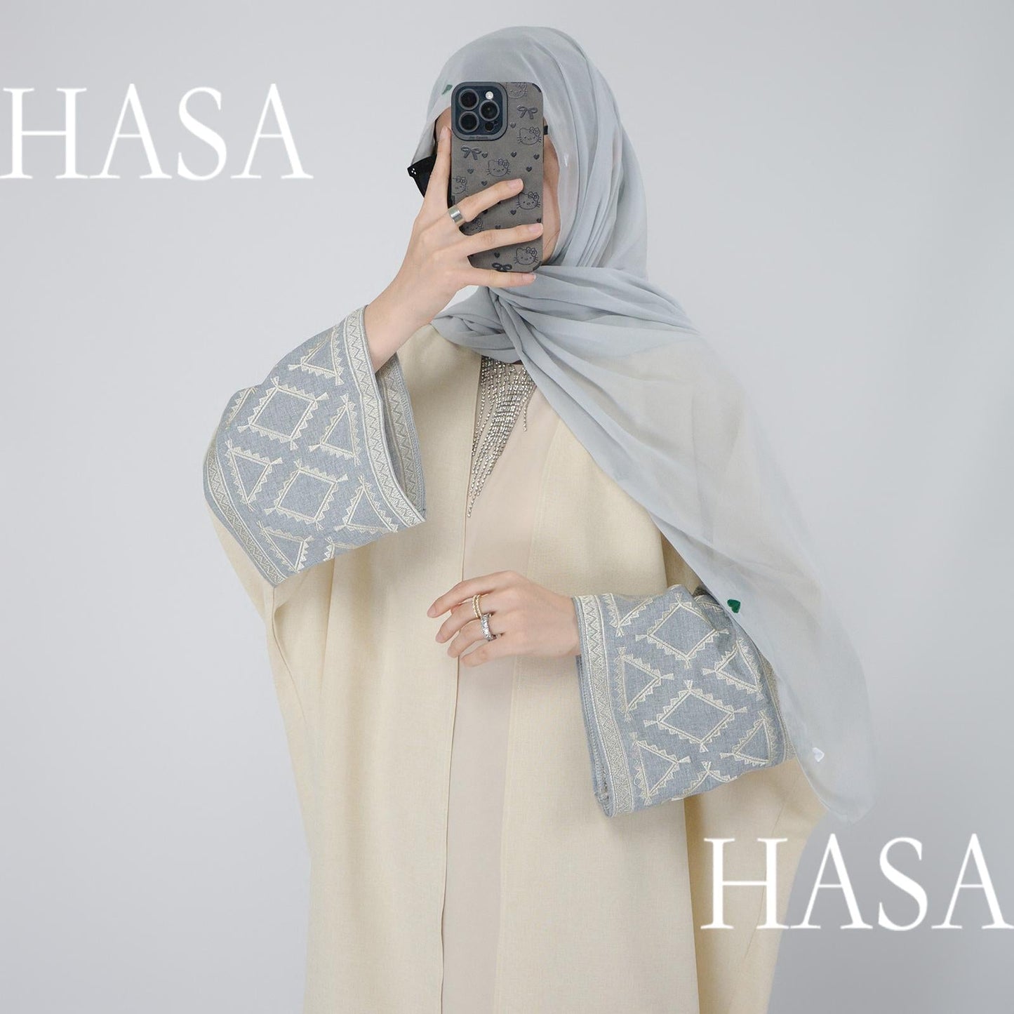 HS1444 Chic Embroidered Cardigan Robe: Elevate Your Style with Fashionable Elegance Party Abaya