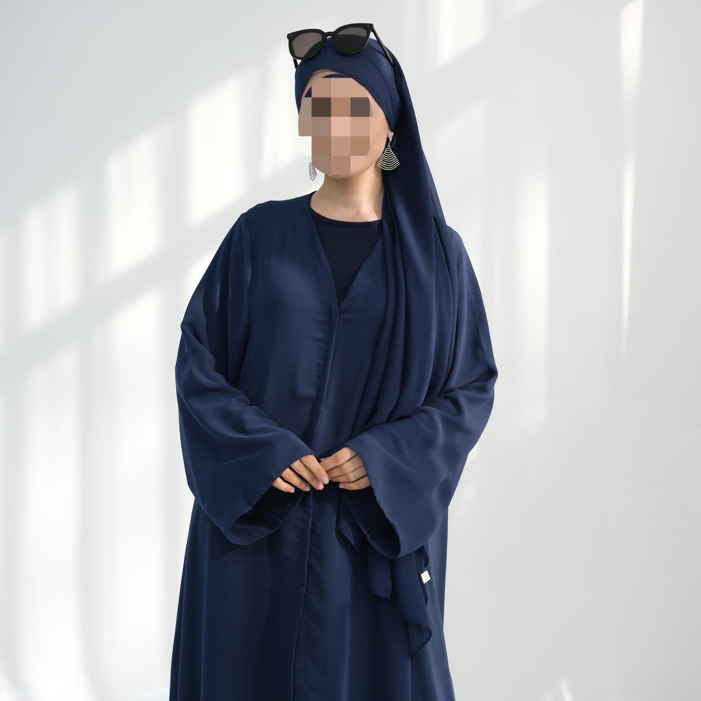 HA6513 Double-layered sleeve chiffon cardigan two-piece robe abaya (headscarf not included)