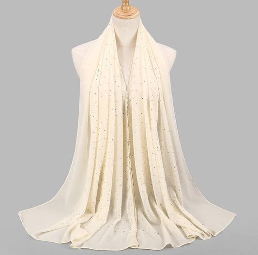 HAYA HAYA1063 Pearl Chiffon Diamond Headband