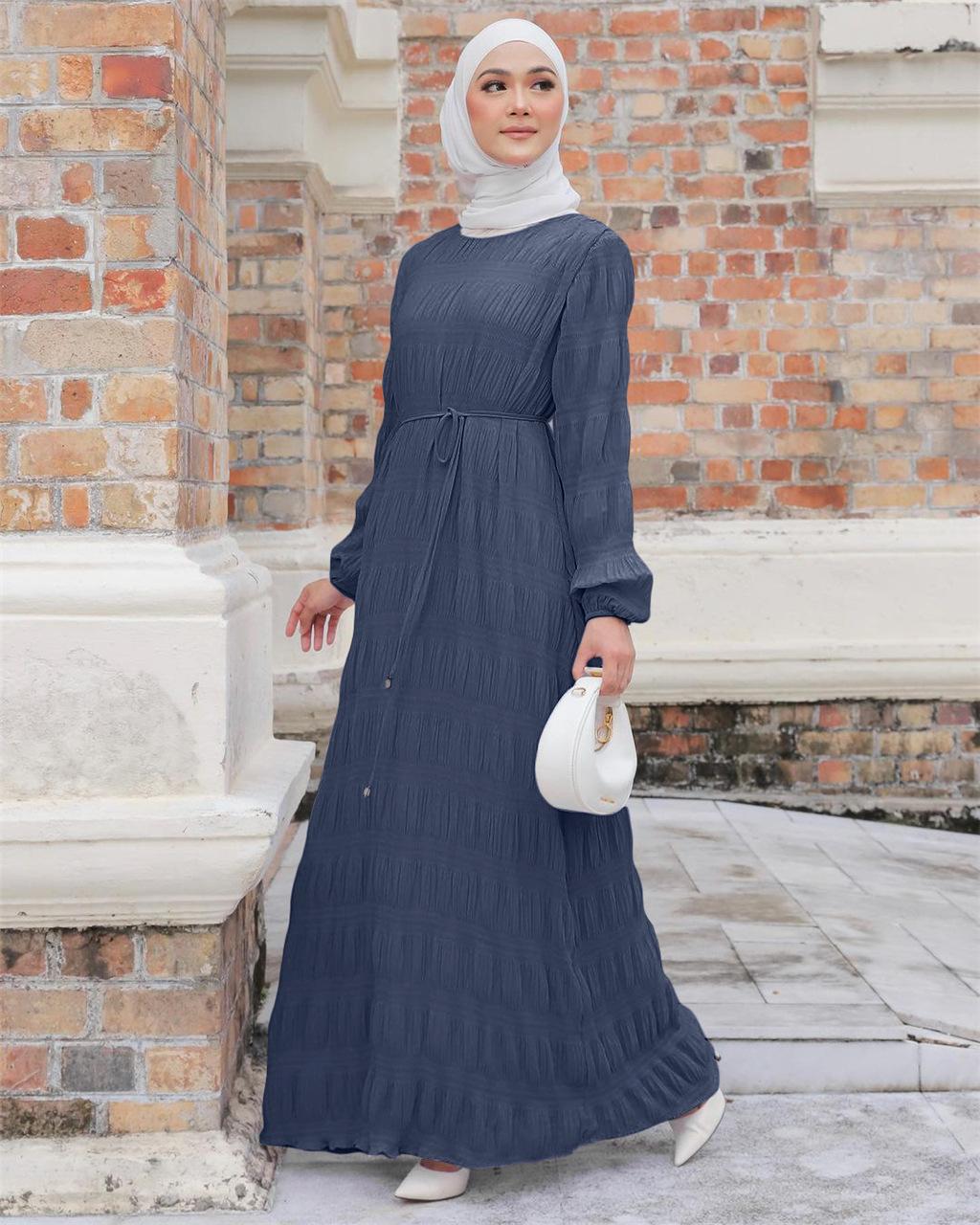 HAYA HAYA1049 Long Chiffon Pleated Dress